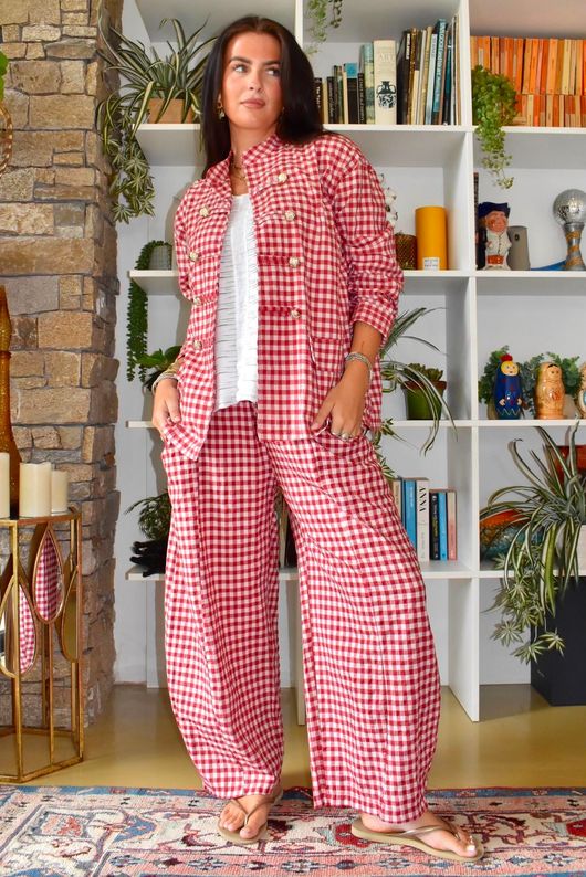Nonni Gingham Napoleon Jacket Sangria